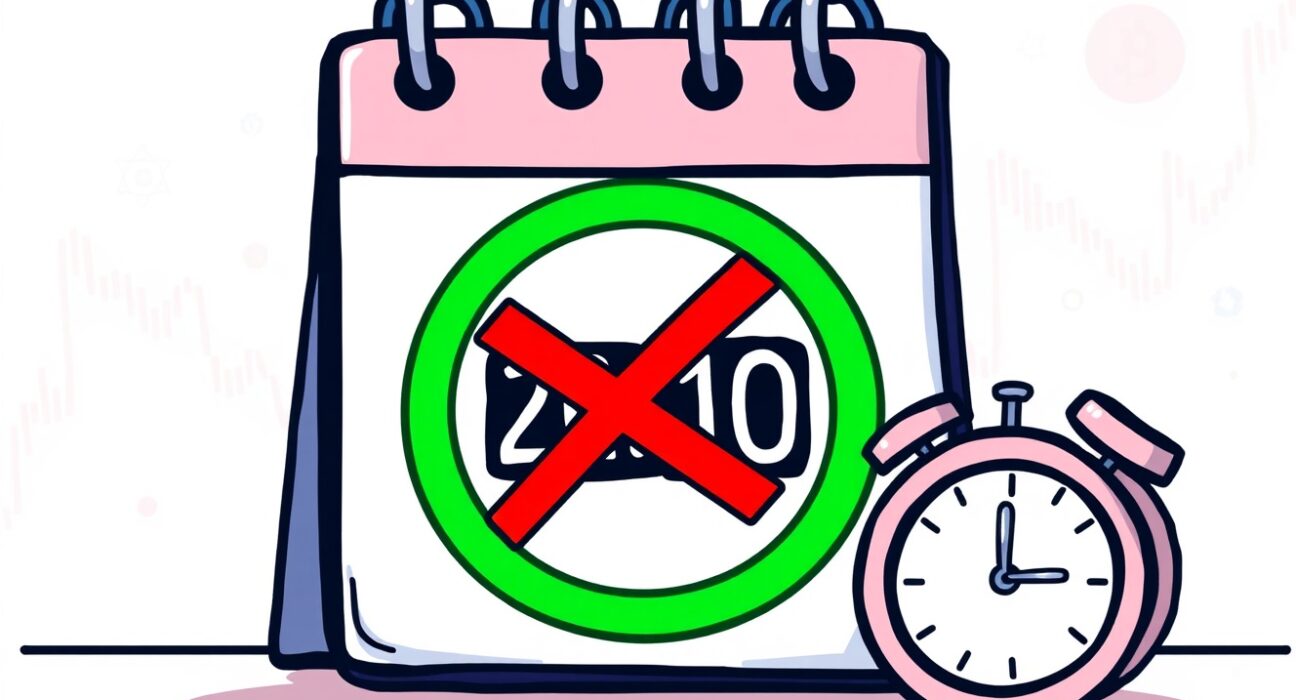 Cartoon illustration of a calendar with XAN perpetual futures dates being moved, signifying the Binance postponement.