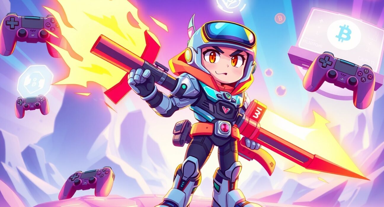 XOCIETY early access game character in vibrant blockchain gaming world with futuristic weapons