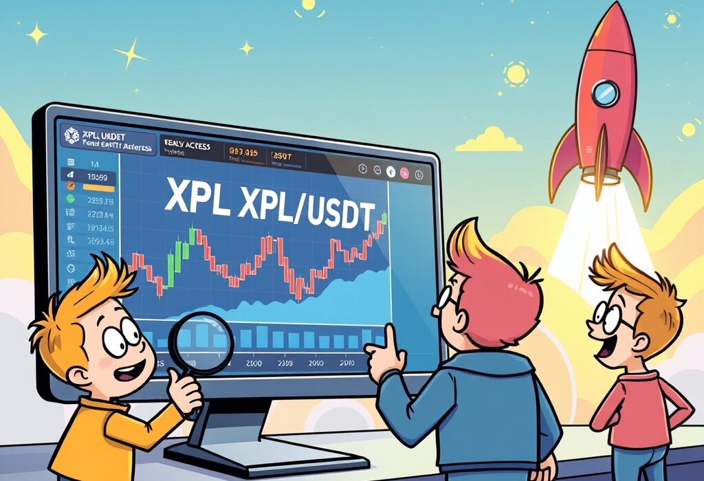 Cartoon illustration symbolizing early access and exciting opportunities in XPL/USDT pre-market trading on Binance Futures.