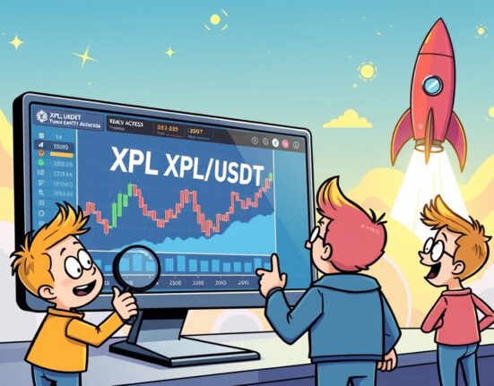 Cartoon illustration symbolizing early access and exciting opportunities in XPL/USDT pre-market trading on Binance Futures.