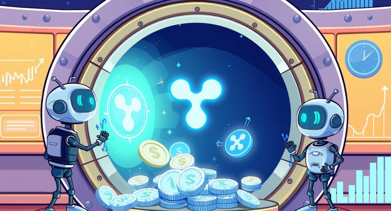 Automated XRP algorithmic trading service managing digital wealth in a secure vault.