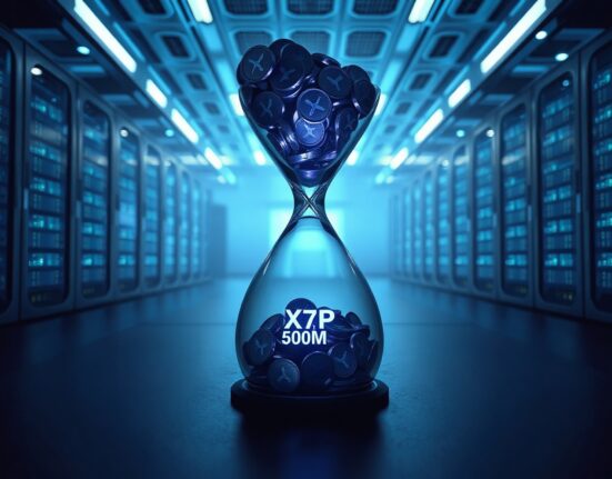 Digital hourglass with XRP tokens illustrating the slow burn rate on XRPL