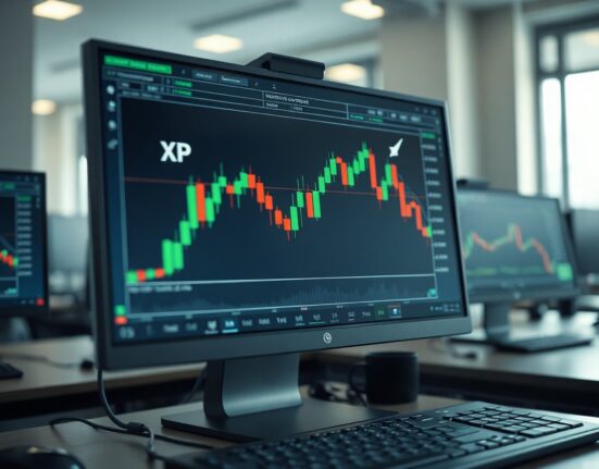 XRP price chart on trading screen with futures open interest data in focus