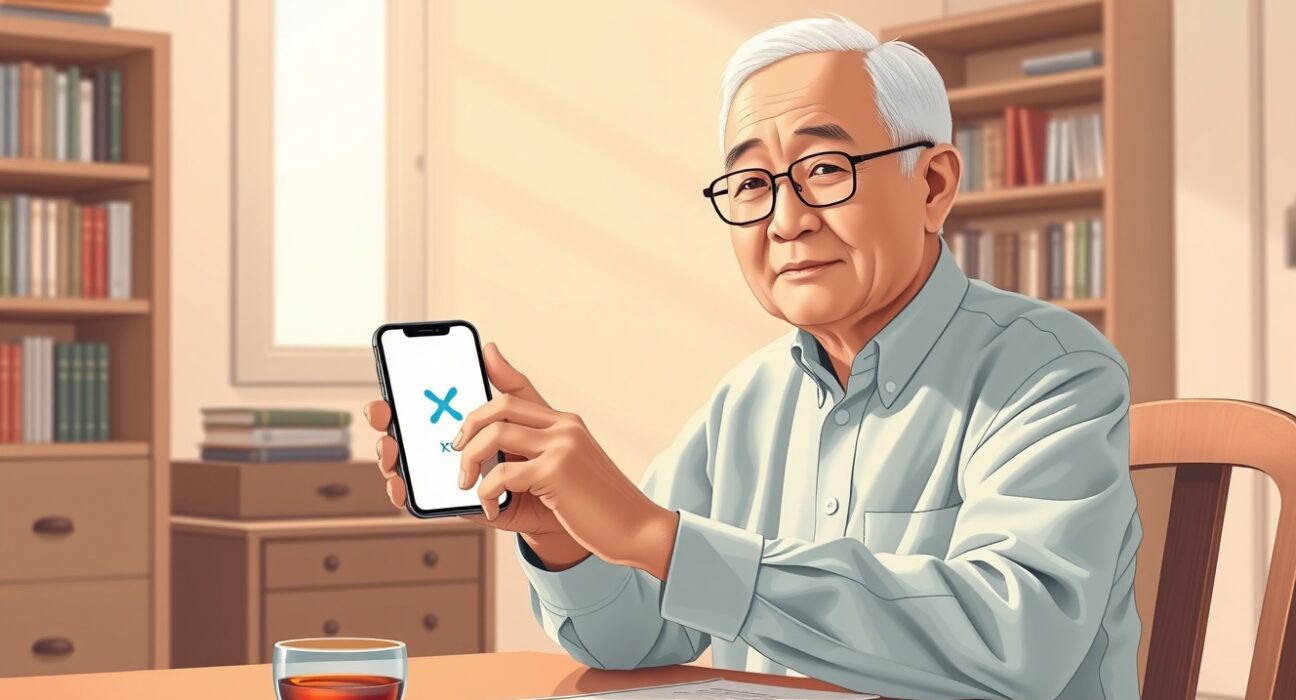 Kim Geo-seok holds a smartphone displaying the XRP logo, representing his latest 100,000 XRP donation to a South Korean charity.