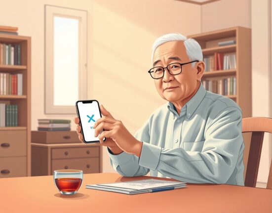 Kim Geo-seok holds a smartphone displaying the XRP logo, representing his latest 100,000 XRP donation to a South Korean charity.