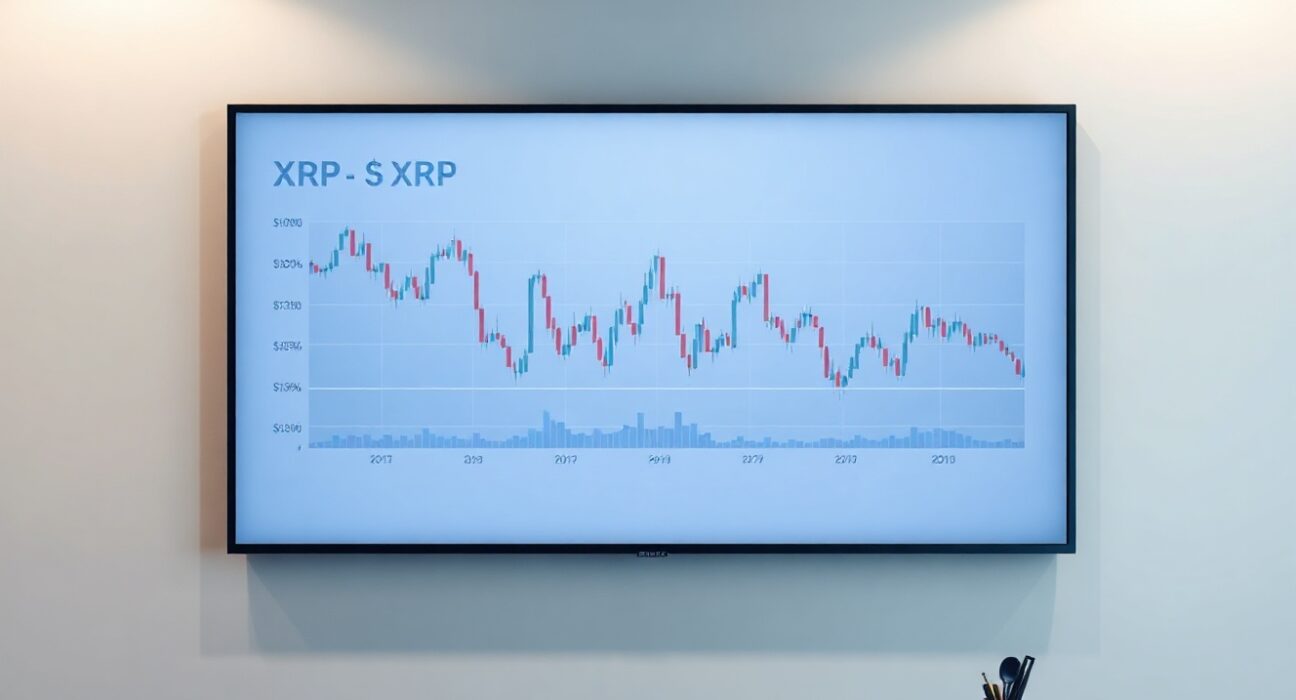 XRP price chart showing a downtrend with support levels near $1.13 in a professional trading environment.
