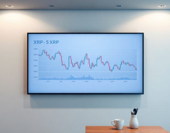 XRP price chart showing a downtrend with support levels near $1.13 in a professional trading environment.