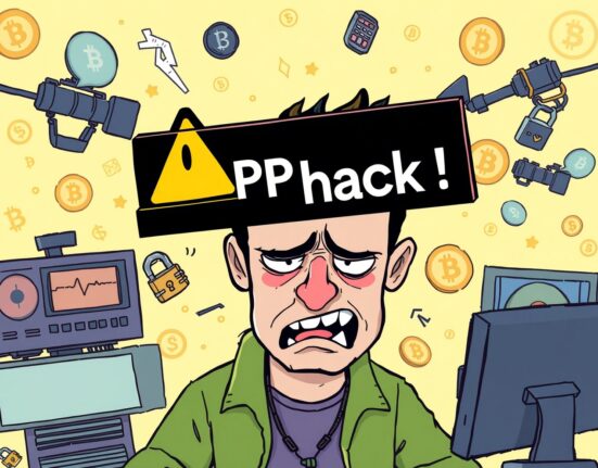 Cartoon illustration of an XRP hack compromising a popular YouTube channel with digital security breaches.