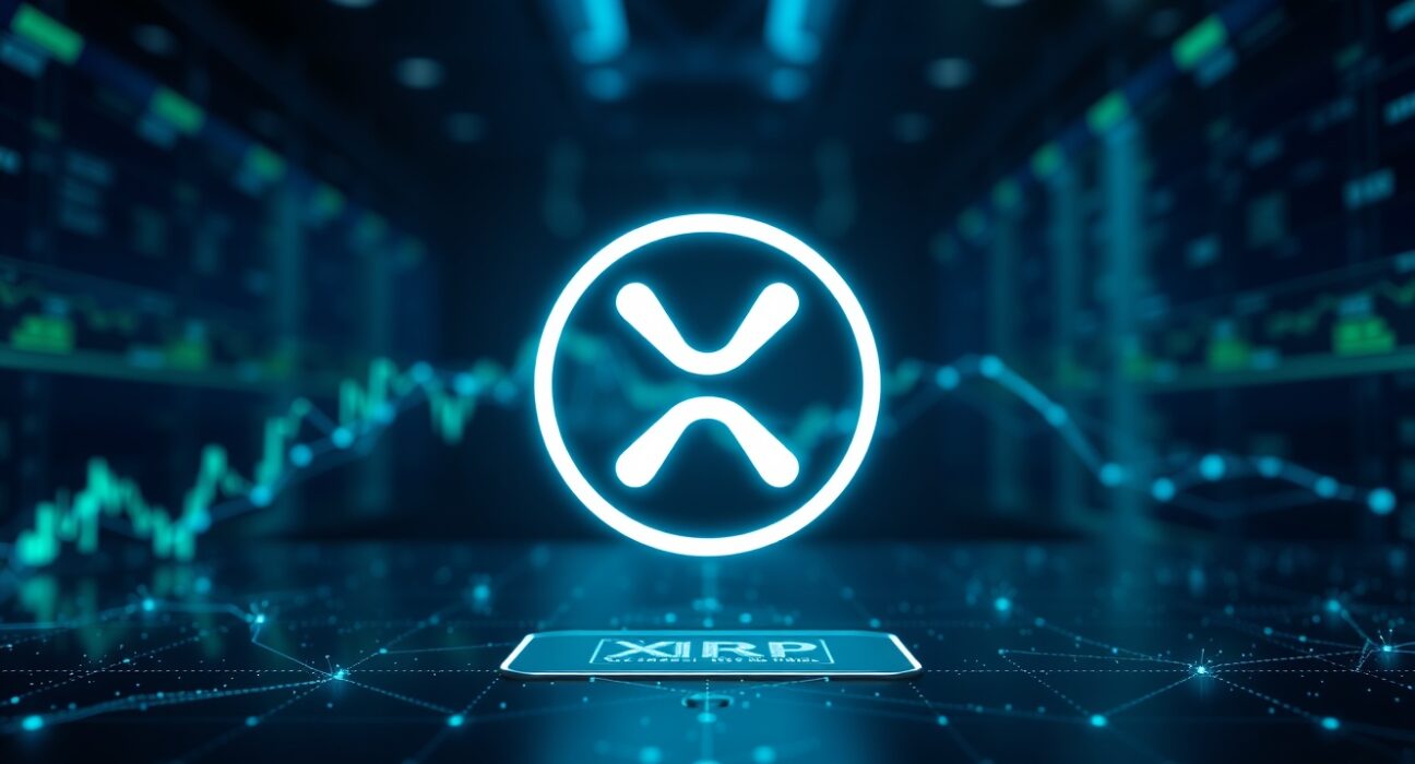 XRP Ledger decentralized exchange interface with glowing network nodes