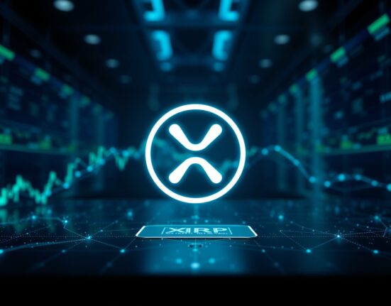 XRP Ledger decentralized exchange interface with glowing network nodes