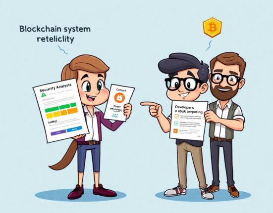 Cartoon showing a debate about XRP Ledger security, with developers defending its robust operational history.