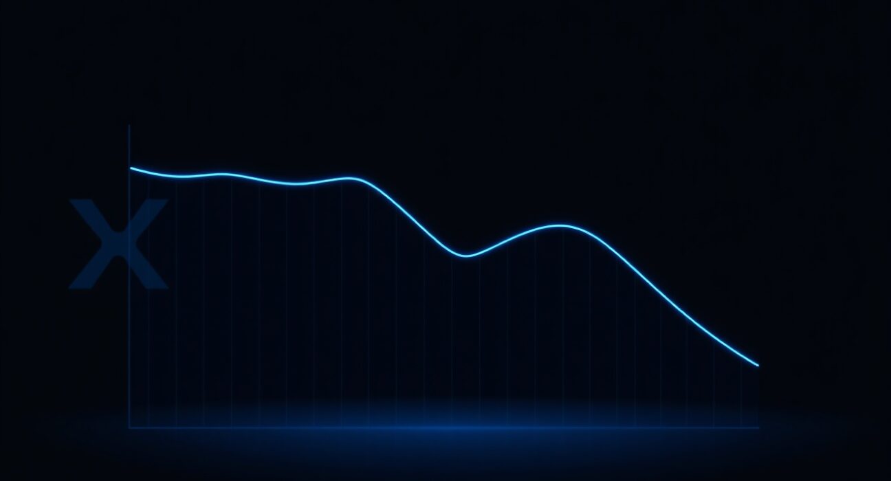 Digital graph showing sharp decline in XRP network activity and new addresses
