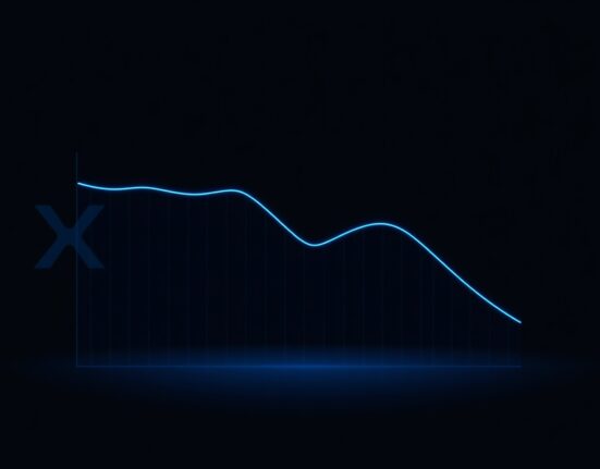 Digital graph showing sharp decline in XRP network activity and new addresses