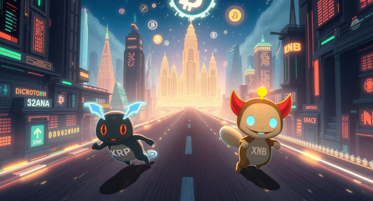 XRP cryptocurrency symbol surpassing BNB in market capitalization ranking race