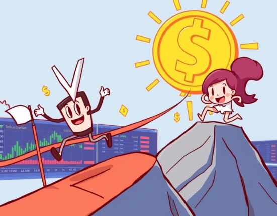 An illustration symbolizing XRP perpetual futures volume surpassing Solana's, highlighting a significant shift in crypto trading dynamics.