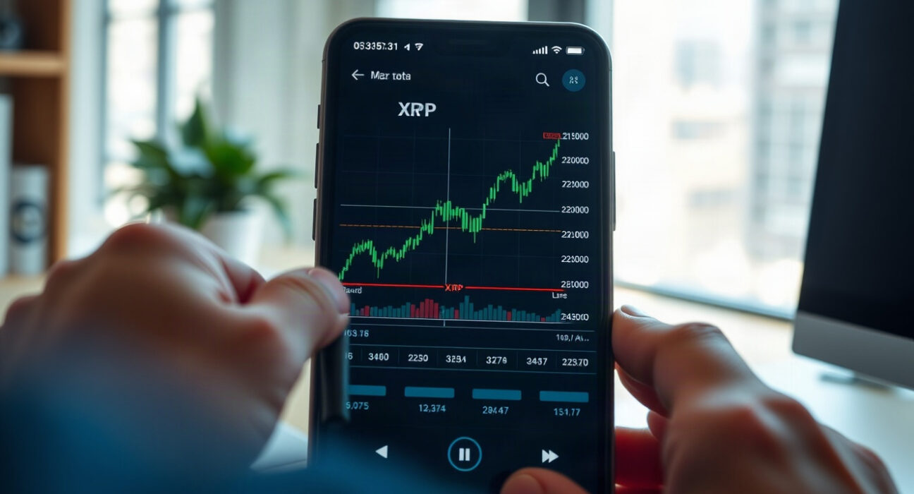 XRP price chart showing an upward trend on a trading screen