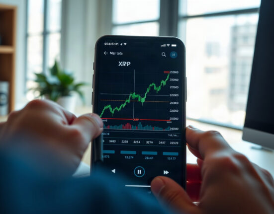 XRP price chart showing an upward trend on a trading screen