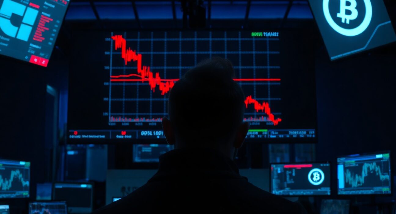 XRP price chart showing a downward trend on a trading screen