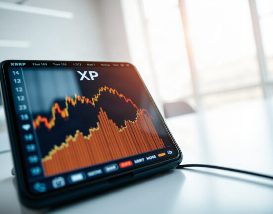 XRP price chart on a smartphone showing support at $1.40 amid rising on-chain activity