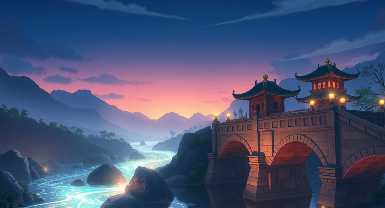 A conceptual Ghibli-style illustration representing the XRP ledger's flow and utility in global finance.