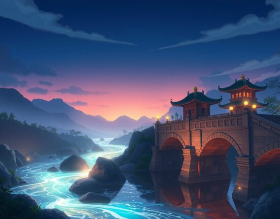 A conceptual Ghibli-style illustration representing the XRP ledger's flow and utility in global finance.