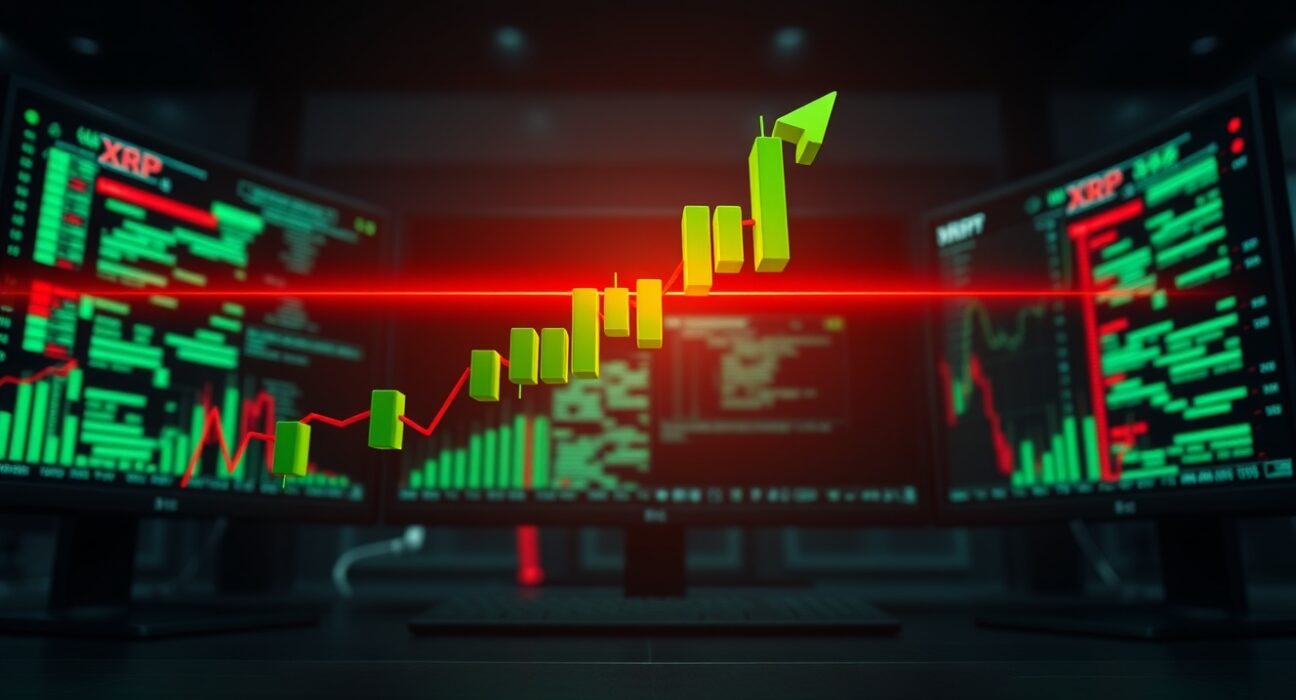 XRP price chart breaking through a key resistance level, signaling a potential market trend reversal.