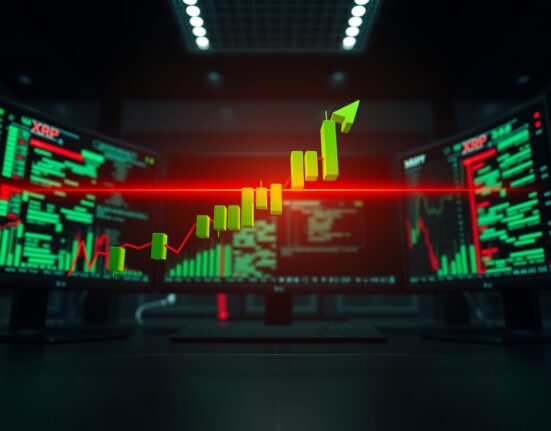 XRP price chart breaking through a key resistance level, signaling a potential market trend reversal.
