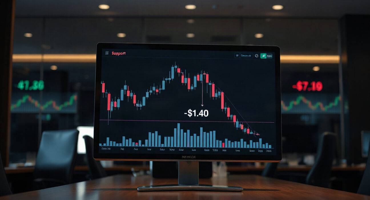 XRP price chart showing pullback to $1.40 support level