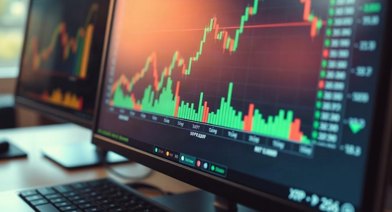 XRP price chart showing upward momentum on a trading screen