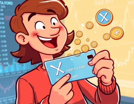 A person using a Uphold debit card, symbolizing the earning of XRP rewards through everyday purchases.