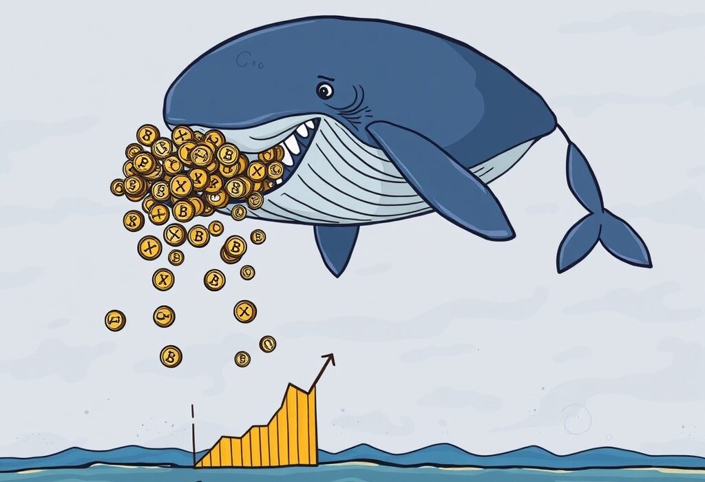 A whale selling XRP coins, illustrating the ongoing XRP selling pressure and its impact on market weakness.