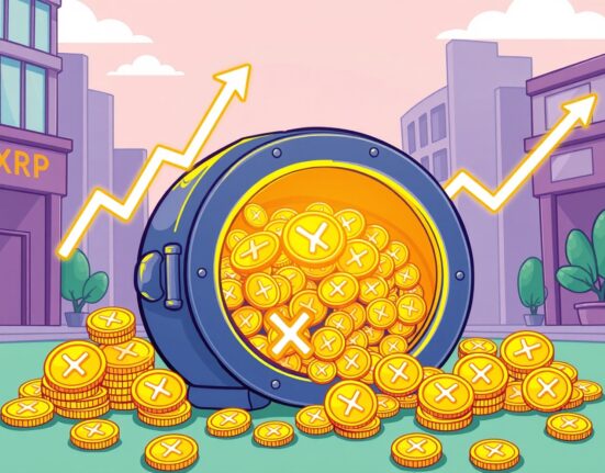 A vibrant cartoon illustration symbolizing the surging success and massive inflows into the XRP spot ETF.