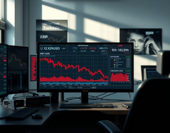 Financial dashboard showing XRP price analysis with bearish market indicators and on-chain metrics