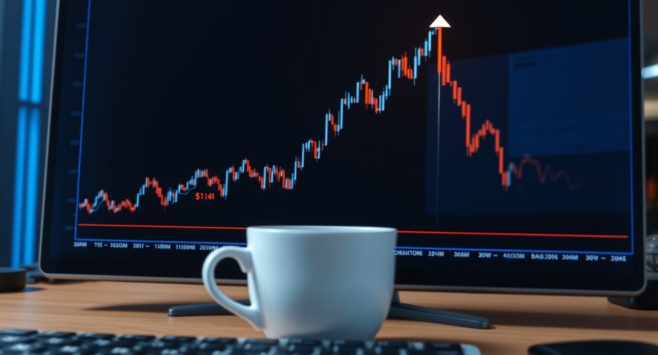 Digital chart showing XRP price spike with highlighted support level at $1.14