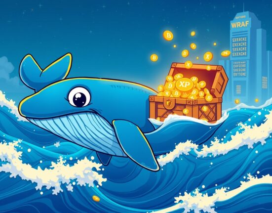 Massive XRP transfer depicted as whale moving cryptocurrency treasure to exchange