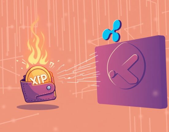 A cartoon illustration showing a massive XRP transfer from an unknown wallet to Ripple, symbolizing significant digital asset movement.