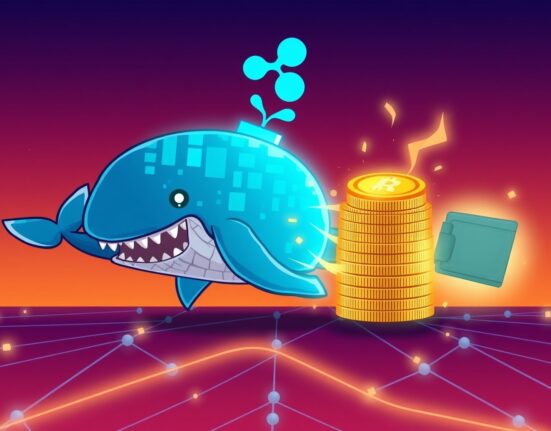 Illustrates a significant XRP whale transfer from Ripple, highlighting the impact of large cryptocurrency movements on the market.