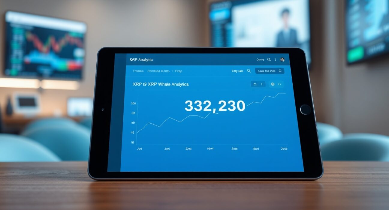 On-chain analytics dashboard showing XRP whale wallet count reaching a record high of 332,230
