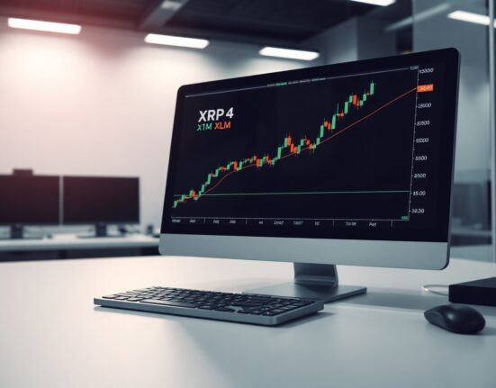 Trading screen showing XRP and XLM price charts with steady uptrend