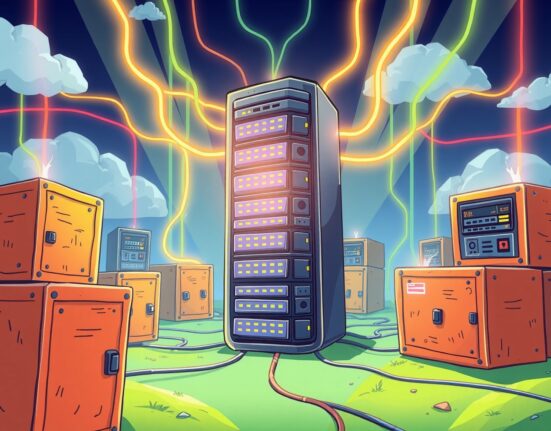 Cartoon of modern and outdated XRPL nodes showing network connection risk.