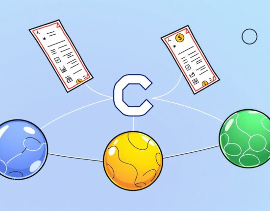 A cartoon illustration showing secure cross-chain interoperability for tokenized stocks, highlighting the role of xStocks Chainlink CCIP integration.
