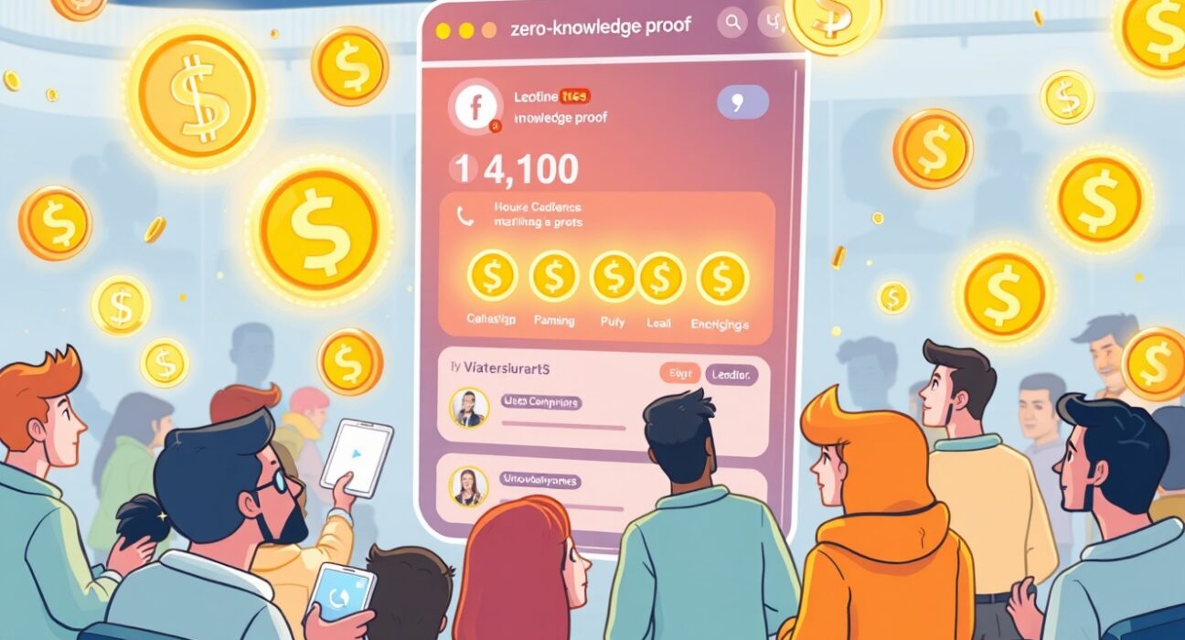 A cartoon illustration of the Yapper Leaderboard, showcasing secure, ZK-powered social rewards for crypto users.