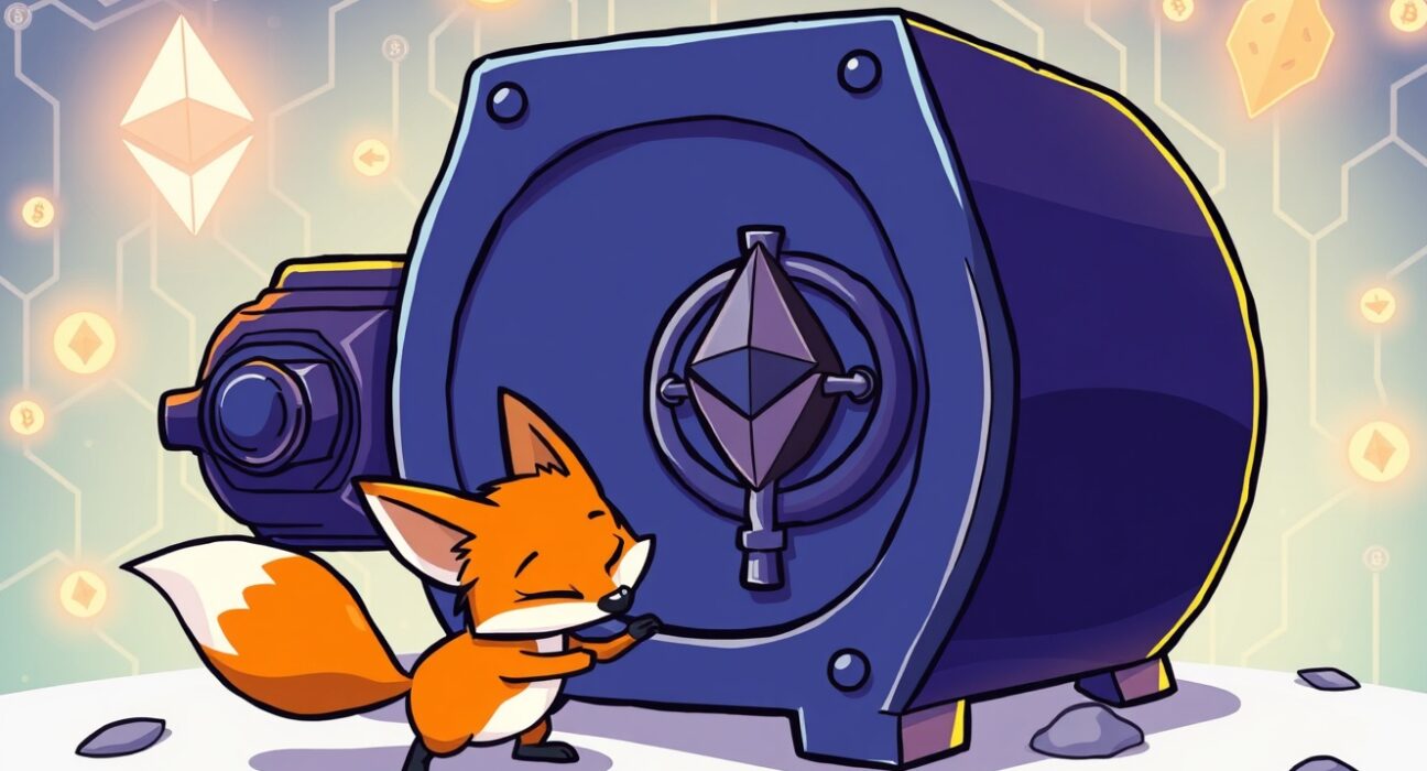 Cartoon illustration of the Yearn.finance V1 hack showing a digital vault breach.