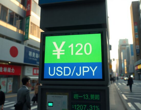 Digital currency exchange board in Tokyo showing yen and dollar rates