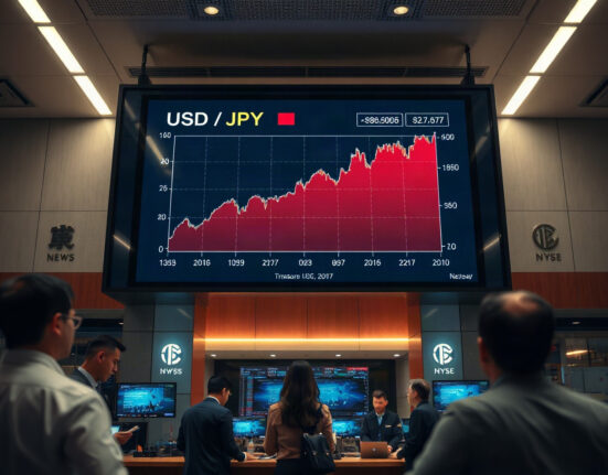 Trading screen showing USD/JPY movement during joint intervention
