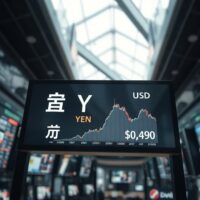 Currency trading screen showing yen and dollar exchange rates
