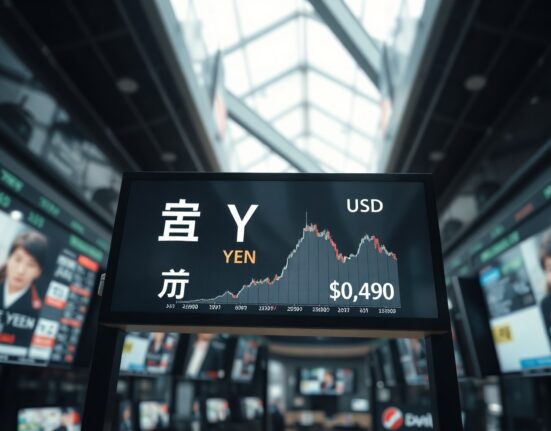 Currency trading screen showing yen and dollar exchange rates