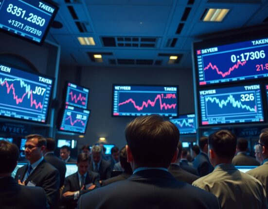 Traders on a Tokyo forex floor watching USD/JPY charts spike during suspected yen intervention.