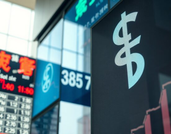 Digital currency exchange board showing Japanese yen and US dollar symbols