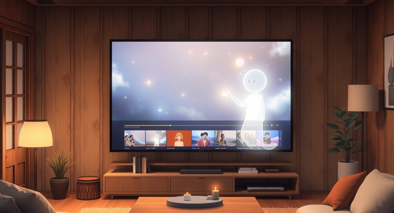 YouTube's conversational AI assistant helping a viewer on a smart TV screen with video content